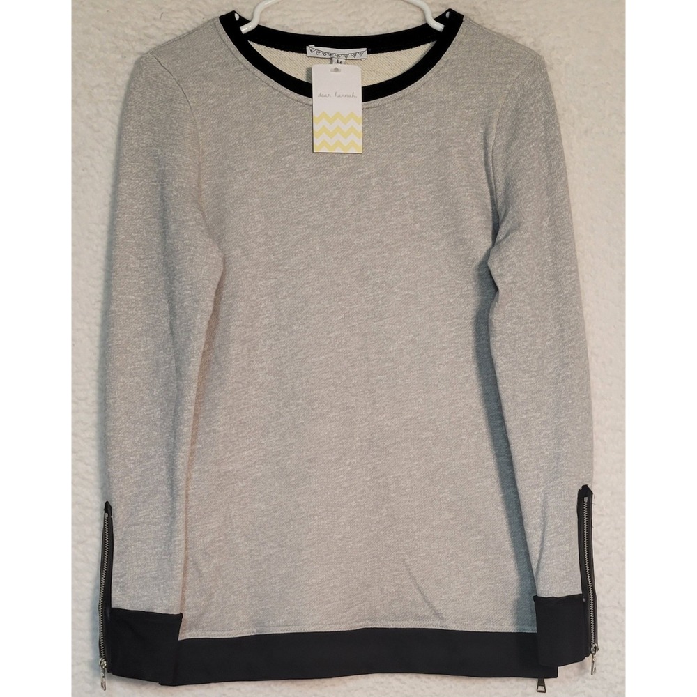 Women's Side Zip Sweatshirt Size Medium NEW NWT‎ Gray Pullover Long Sleeve 0946